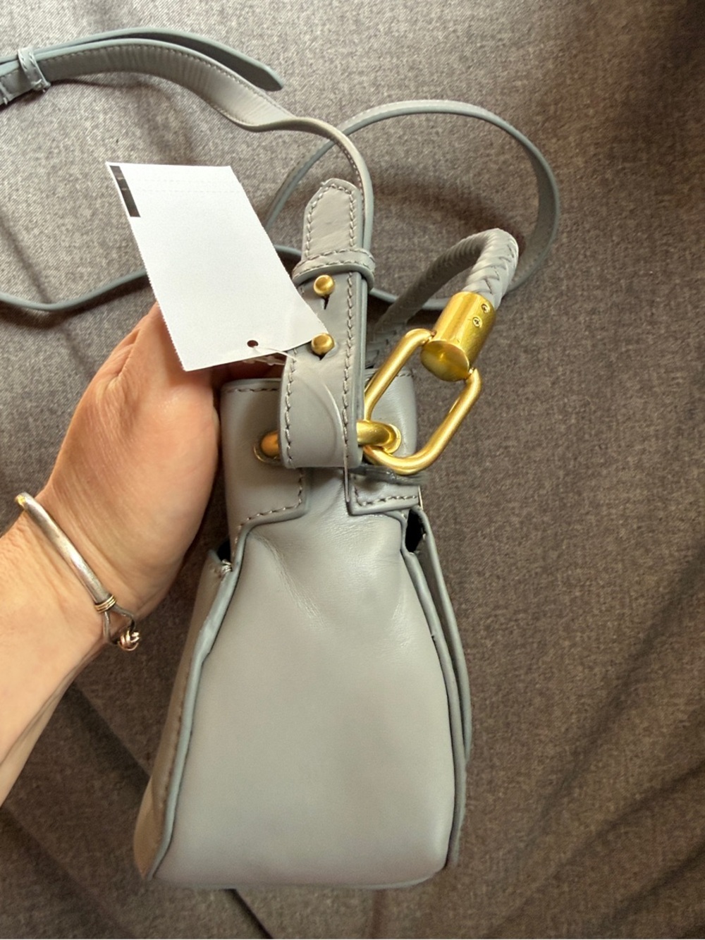 Vince Camuto NWT Dahna Faint Fog Leather Top Handle & Crossbody Satchel - Picture 7 of 16